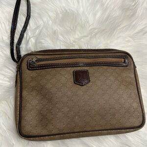 Celine Vintage  Brown wristlet clutch bag